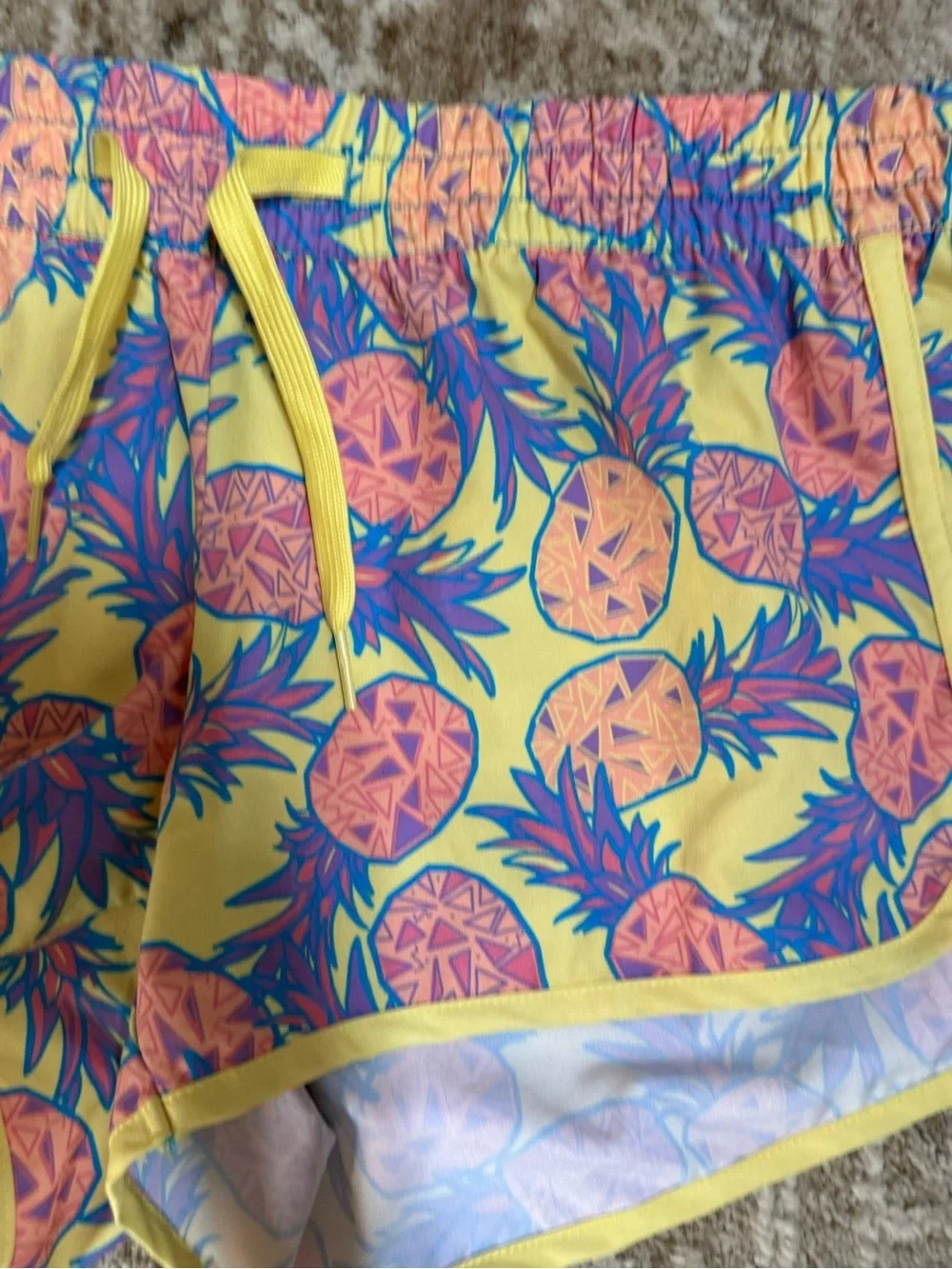 Tipsy Elves Yellow Pineapple Print Athletic Lounge Shorts